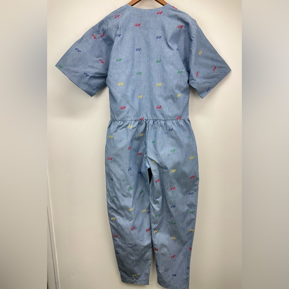 Vintage Ariel New York size Large Women’s Blue Turtle Embroidered Jumpsuit - Picture 4 of 6